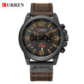 Curren 8314 Sport Watches Chronograph Man WristWatch Fashion Brand Military Leather Waterproof Quartz Calendar Watch